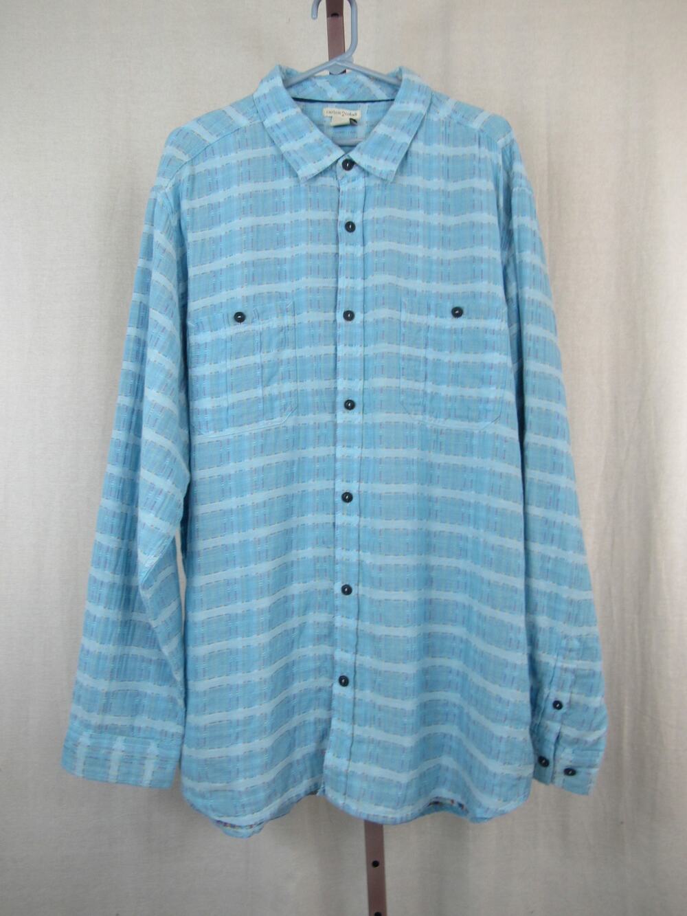 Carbon2Cobalt Men's Blue Sea Change Chambray Plaid Button Up LS Shirt Size XLT